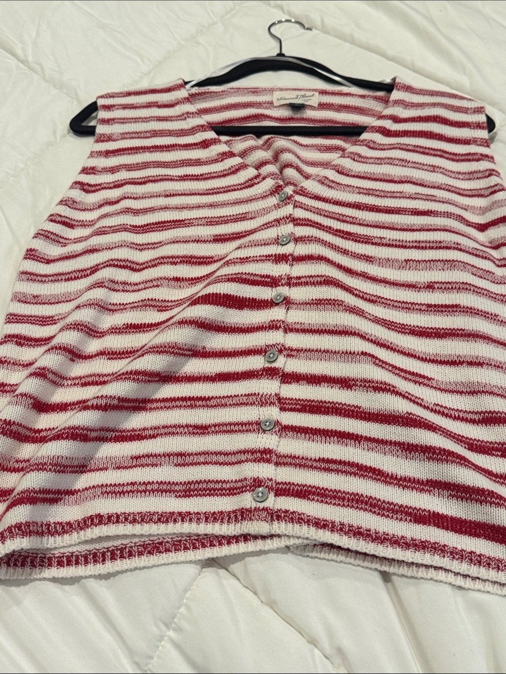 Universal Thread Red and White Striped Button-Front Sweater Vest